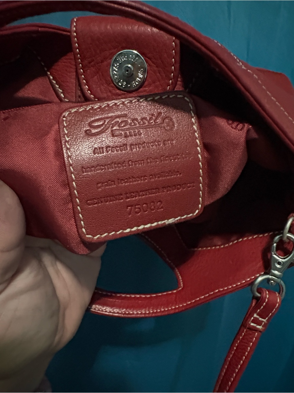 Fossil Classic Red Leather Handheld Women’s Bag - Picture 7 of 11